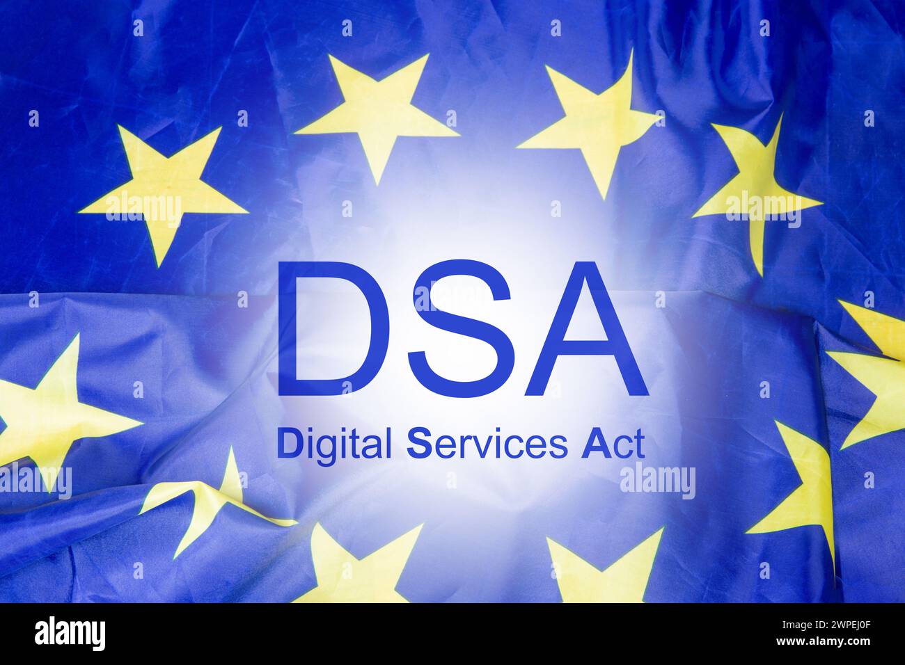 Symbolbild des Digital Services Act (DSA): Das neue Unionsrecht ist seit dem 17. Februar 2024 in vollem Umfang anwendbar Stockfoto