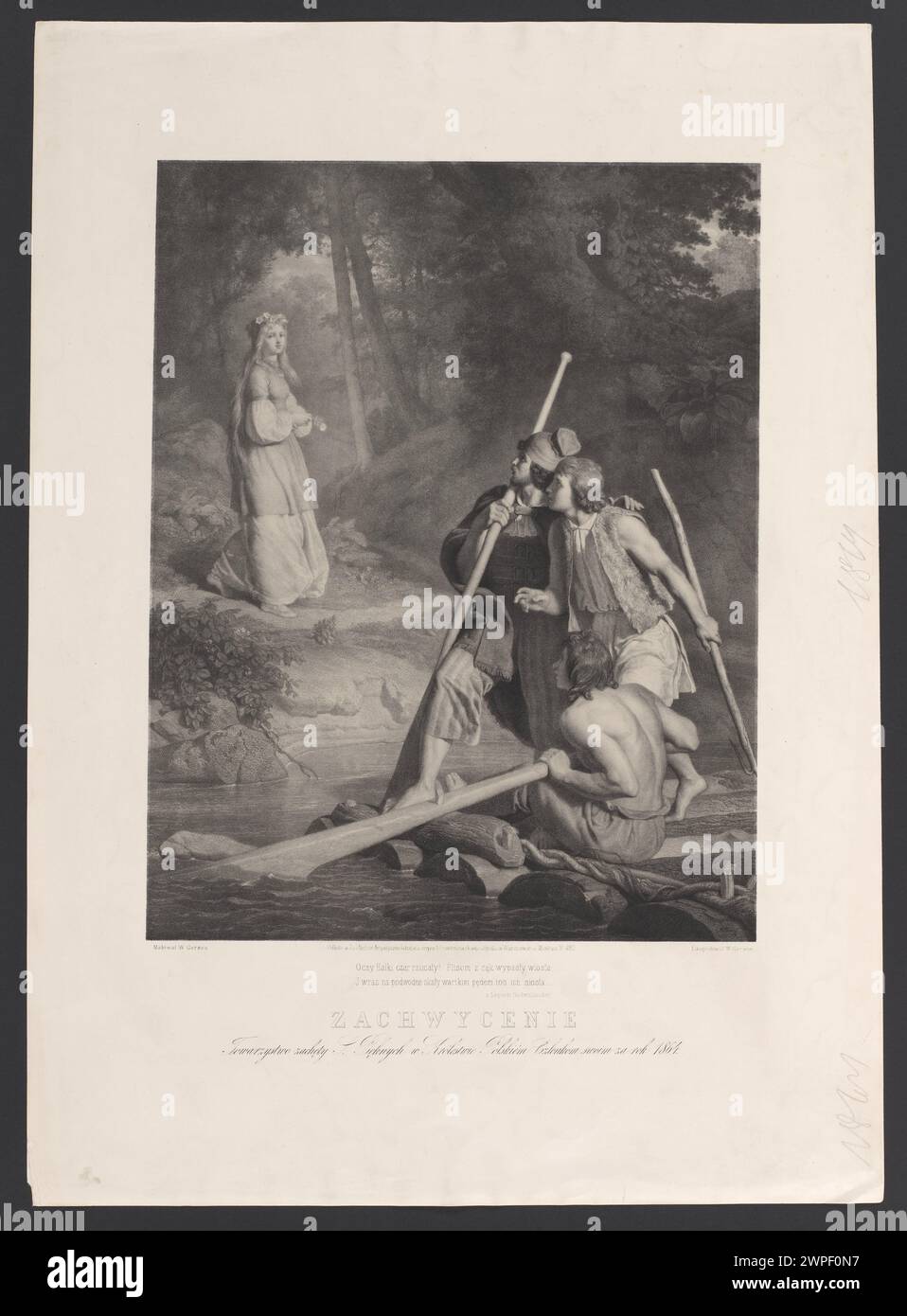 Illustration 'Delight', die 1864 von der Gesellschaft für bildende Kunst im Königreich Polen verliehen wurde, erstellt von Wojciech Gerson und veröffentlicht von Adam Dzwonkowski in Warschau. Stockfoto