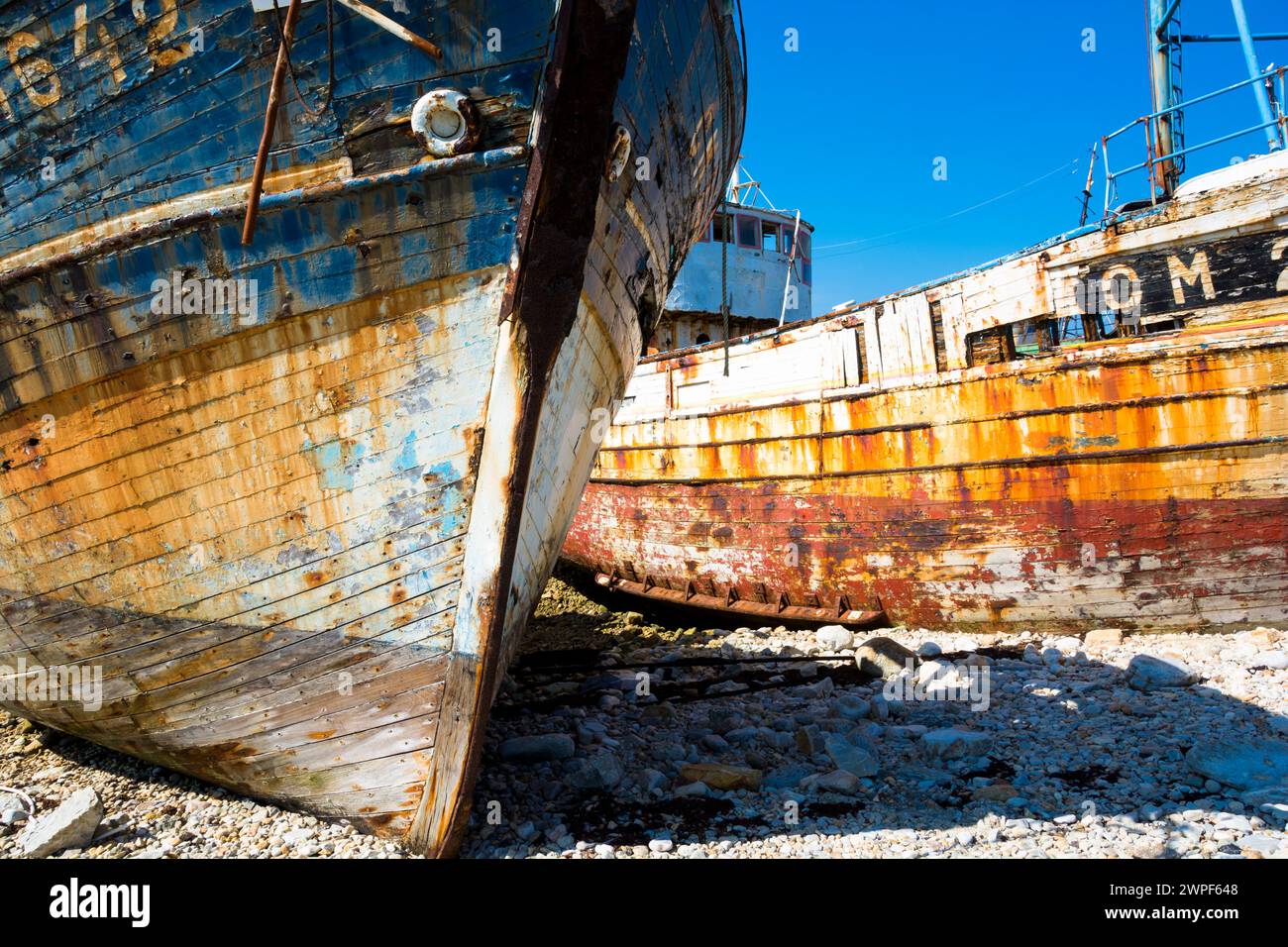 Die Schiffswracks in Camaret-Sur-Mer an der französischen Atlantikküste Stockfoto