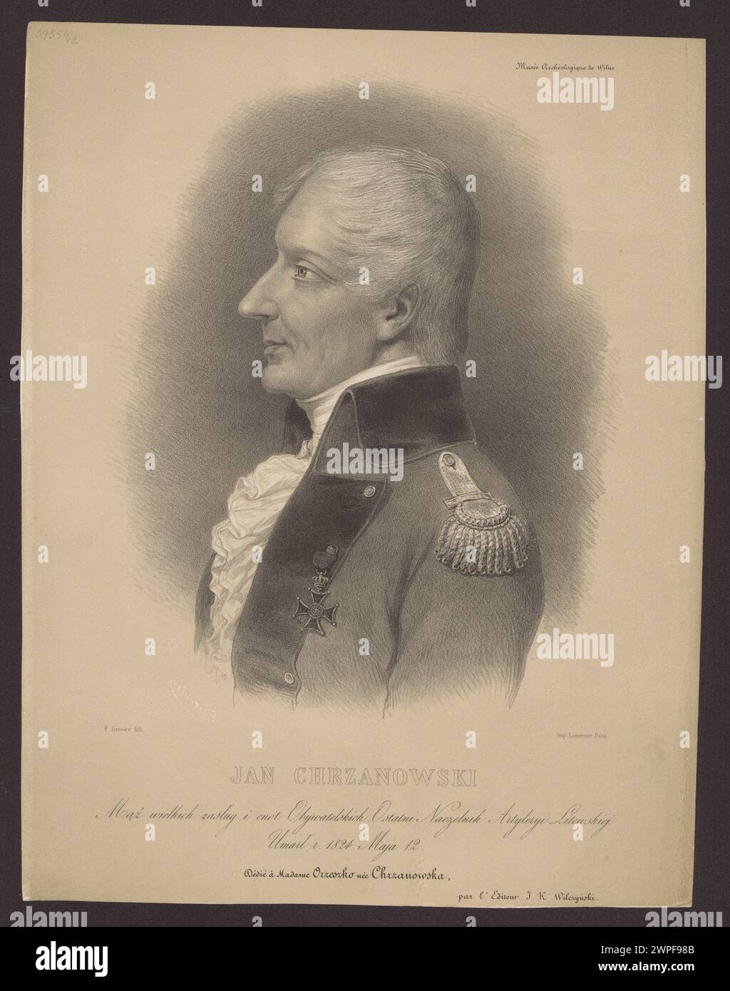 Porträt von Jan Chrzanowski, gemalt von Francisque-Martin-Francois Grenier de Saint-Martin und Lemertcier Rose Joseph in Paris zwischen 1858 und 1862. Stockfoto