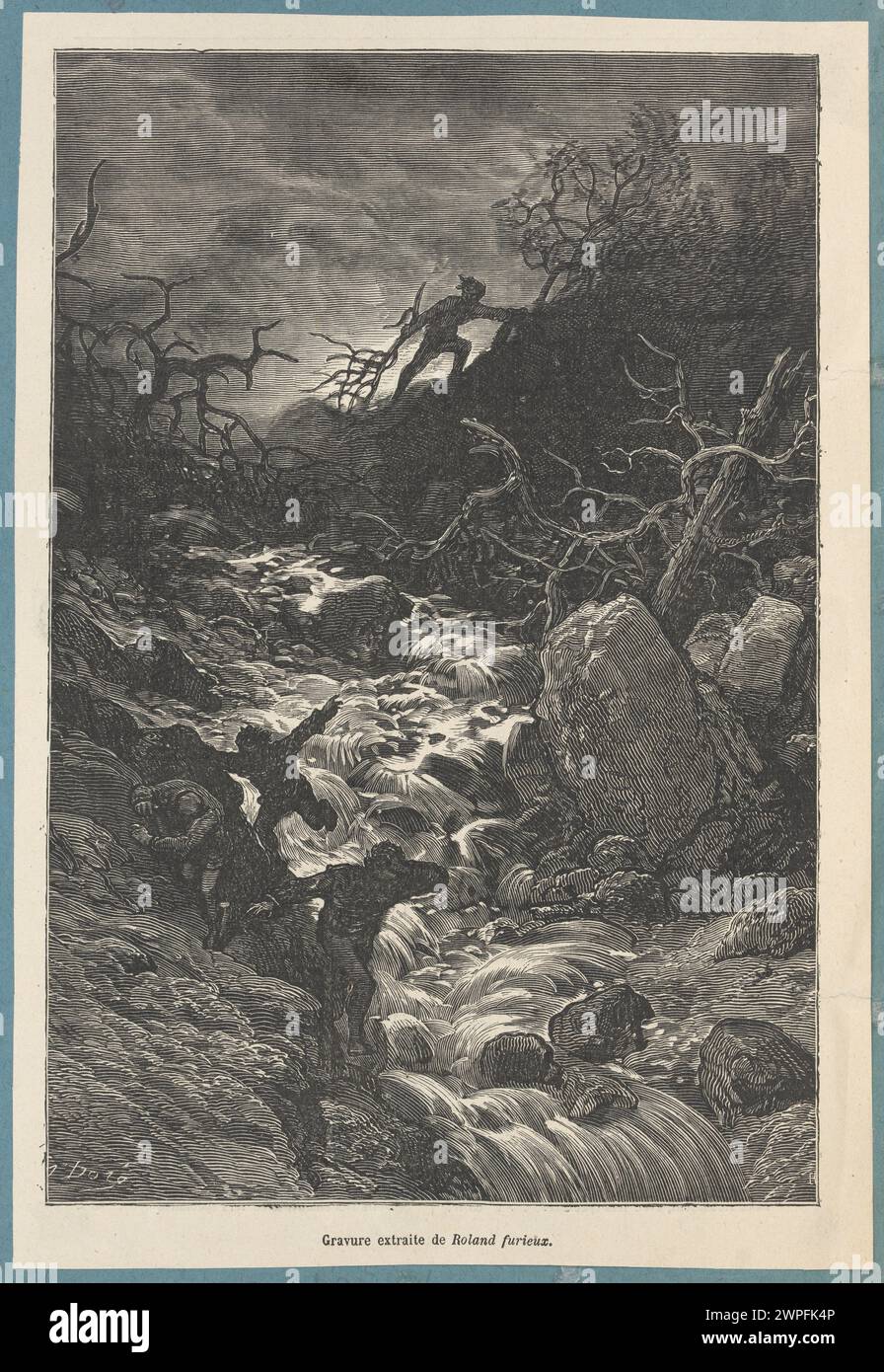 Illustration von vor 1879 von Gustave Doré mit einer Szene aus Orlando Furioso von Ariosto. Stockfoto