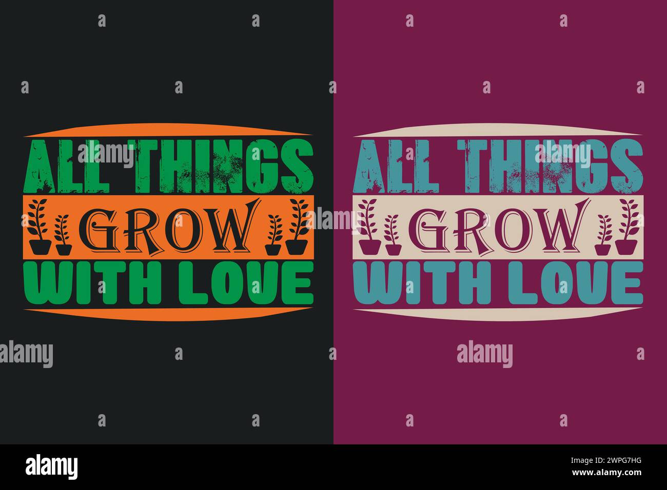 Alles wächst mit Liebe, Gartenhemd, Gartenhemd, Pflanzen-T-Shirt, Pflanzen-Liebhaber-Geschenk, Farmer-T-Shirt, Botanisches Shirt, Pflanzenliebhaber-Shirt, Pflanzen Stock Vektor