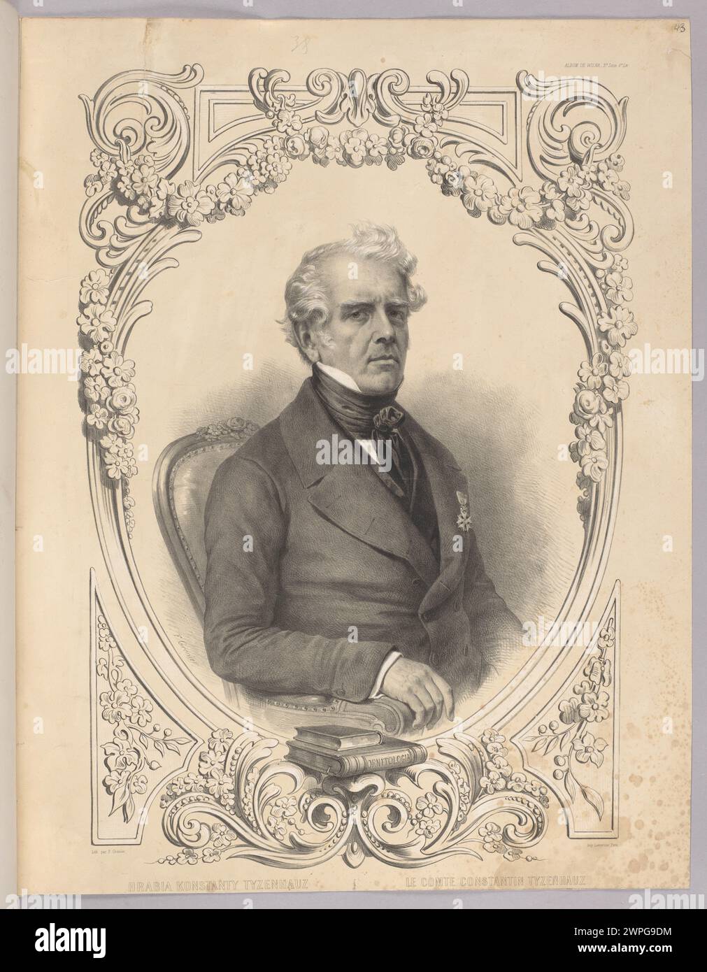 Porträt von Konstanty Tyzenhauz gemalt von Francisque-Martin-Francois Grenier de Saint-Martin, herausgegeben von Rose Joseph Lemertcier in Paris 1854, mit individuellen Merkmalen und Kleidung. Stockfoto