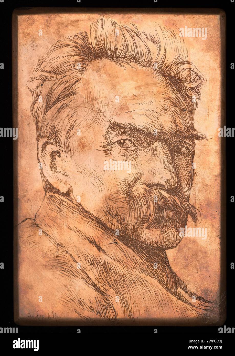 Porträt von Józef Piłsudski, gemalt 1937 von Ignacy Łopieński, das den polnischen Staatsmann in Militäruniform darstellt und Gesichtszüge und historische Zusammenhänge hervorhebt. Stockfoto