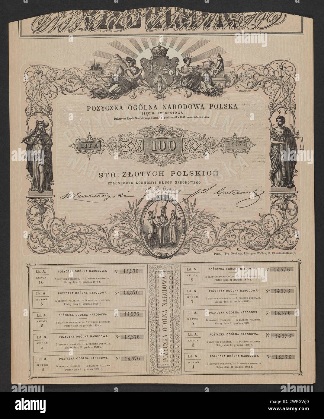 Dieser Bericht für 1863 bezieht sich auf die allgemeine nationale Regierung Polens und seine Verwaltungs- und Verwaltungsmaßnahmen während des Januaraufstands. Stockfoto