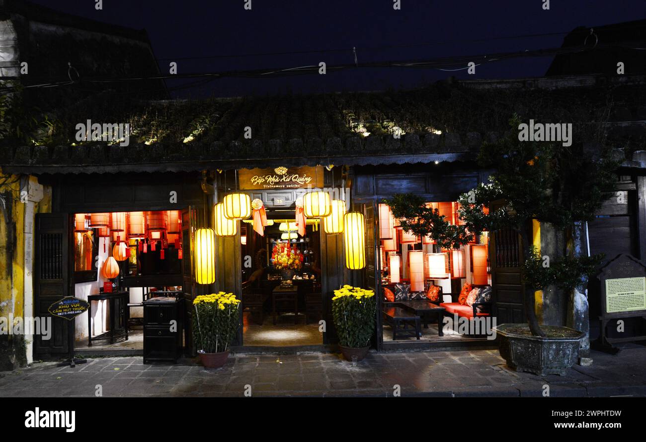 Bếp nhà Xứ Quảng vietnamesisches Restaurant in der Altstadt von Hoi an, Vietnam. Stockfoto