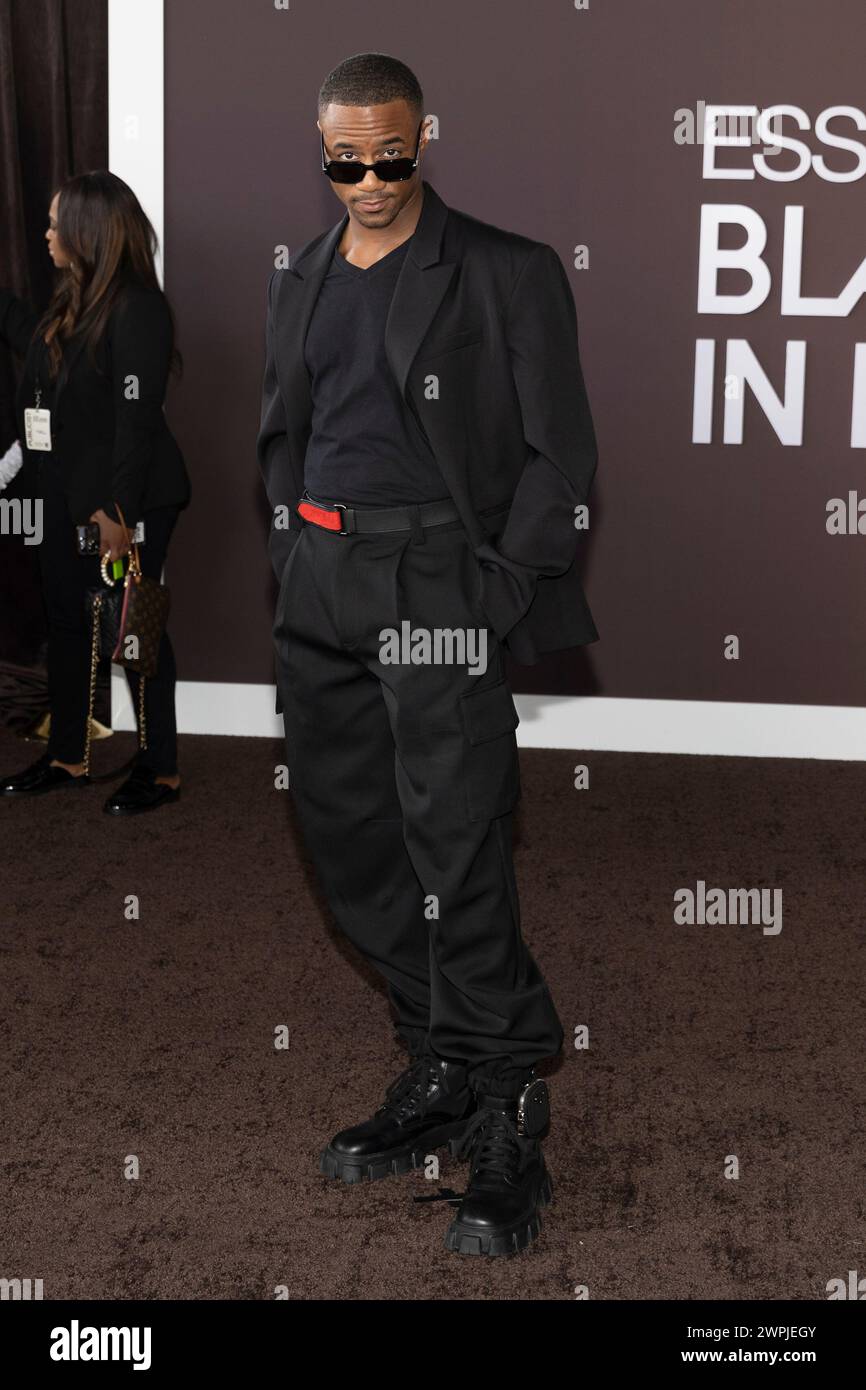 Los Angeles, USA. März 2024. Jessie T. Usher nimmt am 7. März 2024 an der Zeremonie der ESSENCE Black Women in Hollywood Awards 2024 im Academy Museum of Motion Pictures in Los Angeles Teil. (Foto: Corine Solberg/SipaUSA) Credit: SIPA USA/Alamy Live News Stockfoto