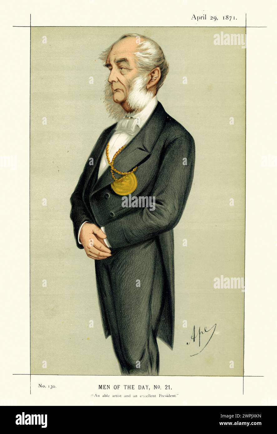 Viktorianische Karikatur von Francis Grant, einem schottischen Porträtmaler, der Königin Victoria malte und viele britische Aristokratie und Politiker hervorhob Stockfoto