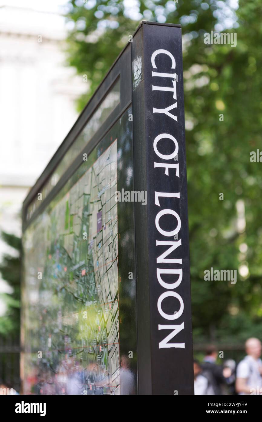 UK, London, City of London Touristenkarte. Stockfoto