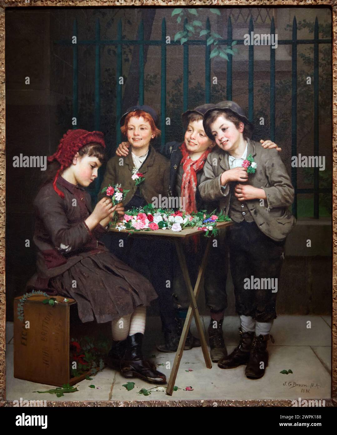 „Tough Customers“, 1881, John George Brown, Thyssen Bornemisza Museum, Madrid, Spanien, Europa Stockfoto