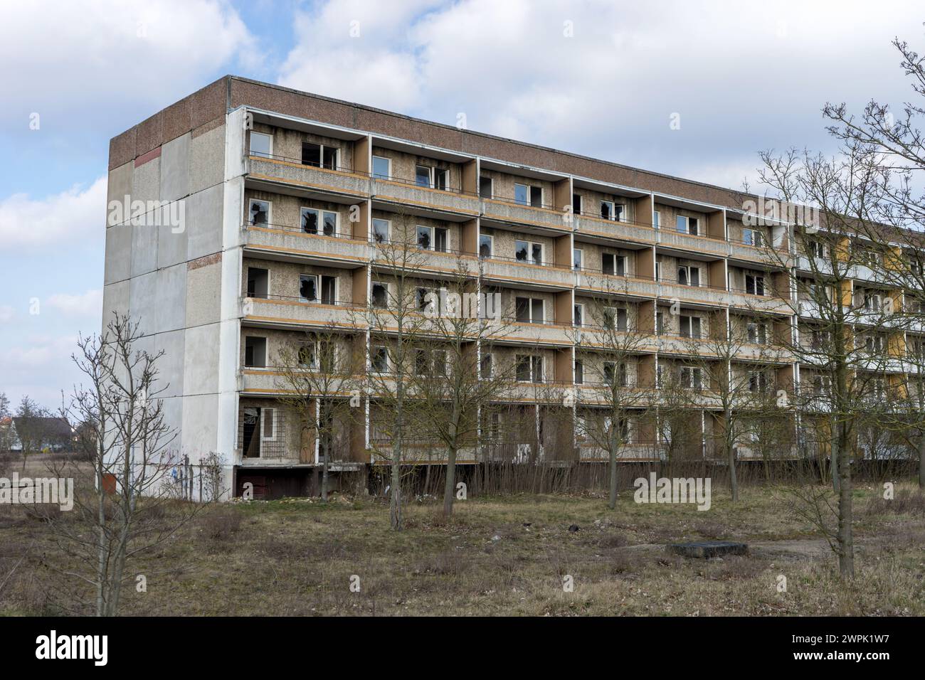 Leerer, verlassener Wohnblock in Stendal, Sachsen-Anhalt, Deutschland Stockfoto