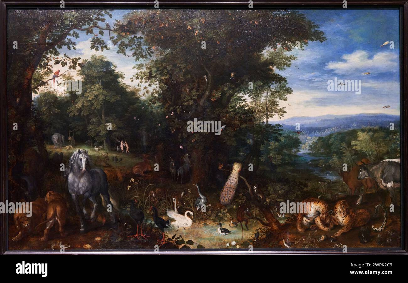 Jan Brueghel I, (1568-1625), The Garden of Eden, Hacia 1610-1612 Stockfoto