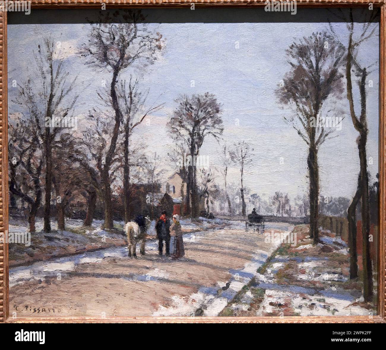 Camille Pissarro, (1830-1903), Route de Versailles, Louveciennes, Wintersonne und Schnee, 1870 Stockfoto
