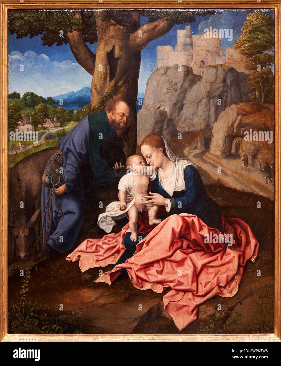 Bernaert van Orley (Bruselas, Hacia 1488–1541), der Rest auf dem Flug nach Ägypten, Hacia 1515 Stockfoto