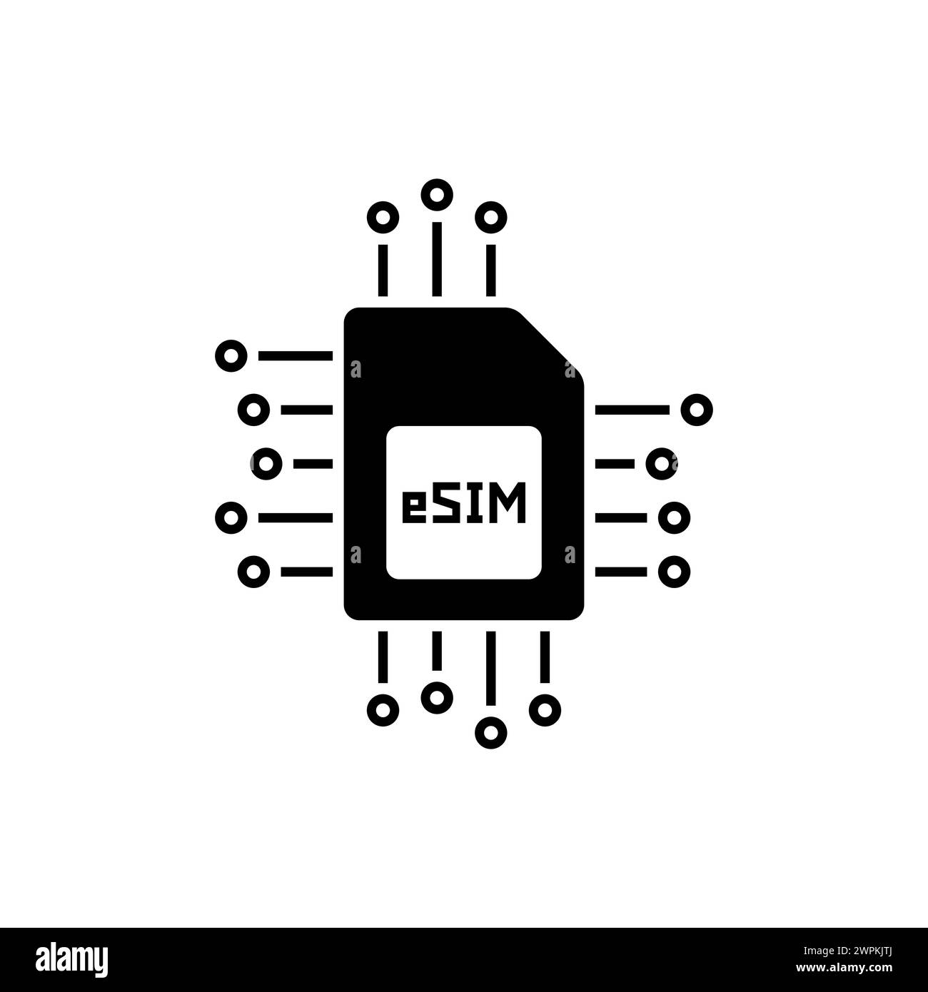 Schwarzes esim- oder eingebettetes sim-Symbol Stock Vektor