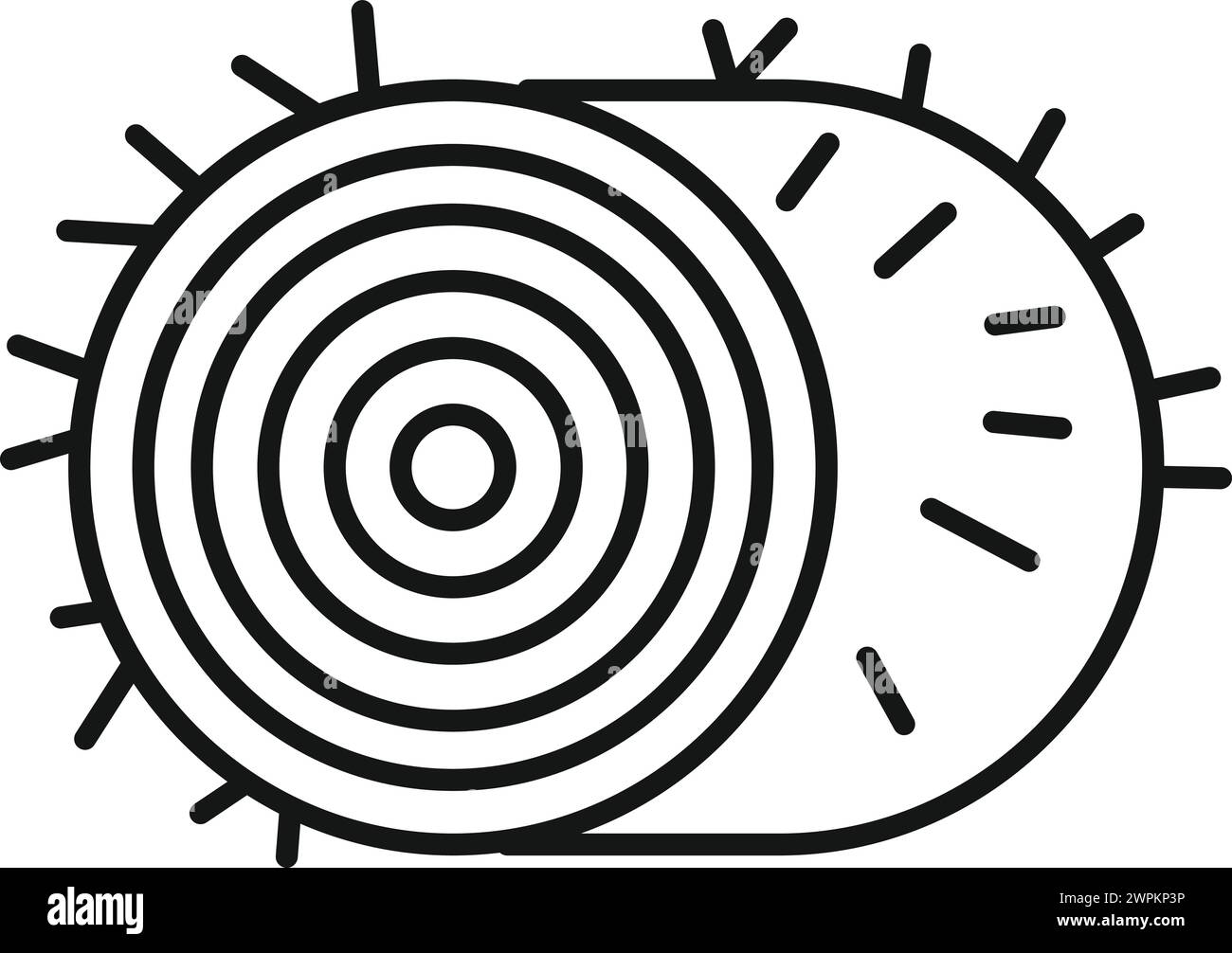 Umrissvektor des Symbols für die Art des Rollstapels. Heuhaufen Gras Futter. Strohweizenstapel Stock Vektor