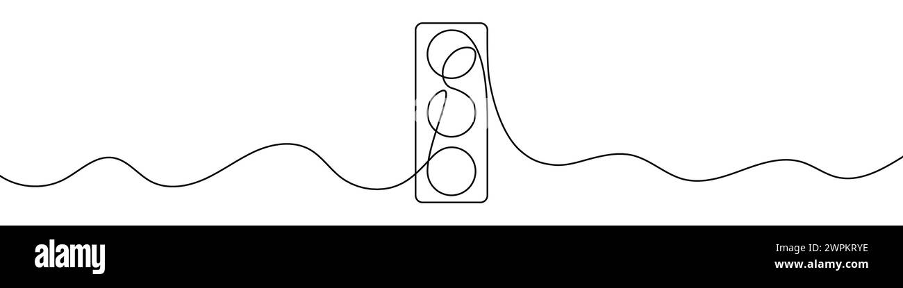 Fortlaufende, bearbeitbare Zeichnung der Ampel. Ampel in einzeiliger Ausführung. Stock Vektor