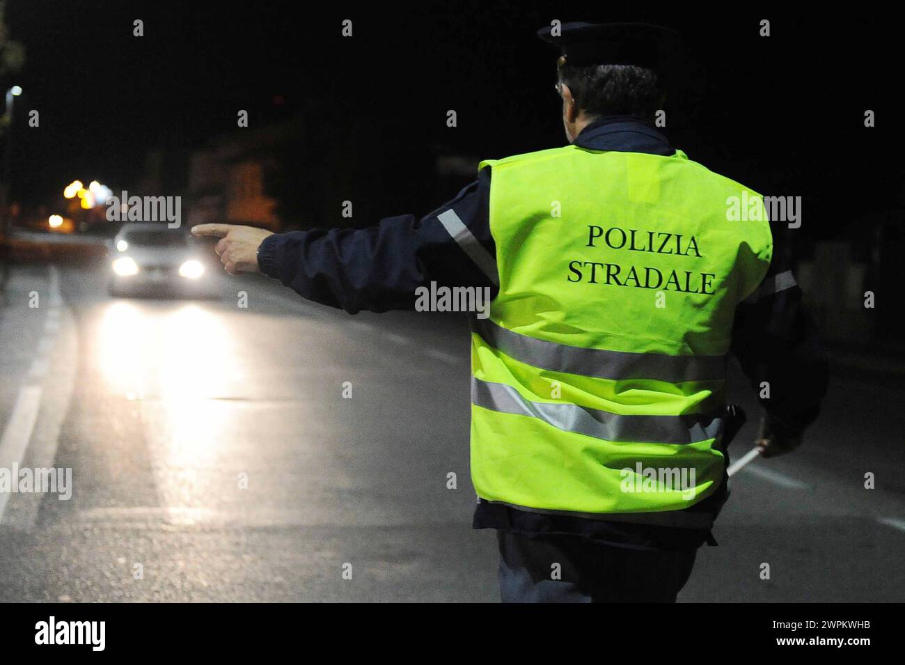 Polizia di Stato, posto di blocco controlli Stockfoto