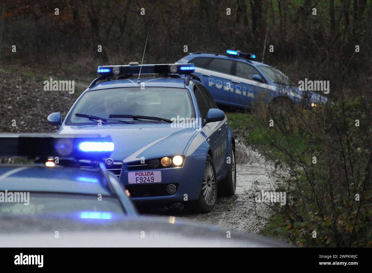 Polizia di Stato, posto di blocco controlli Stockfoto