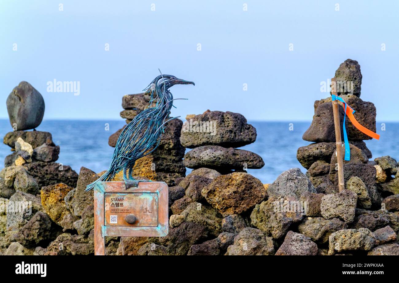 Eine Briefmarkenbox auf dem Jeju Olle Trail, einem berühmten Pilgerweg mit mehr als zwanzig miteinander verbundenen Wegen Stockfoto