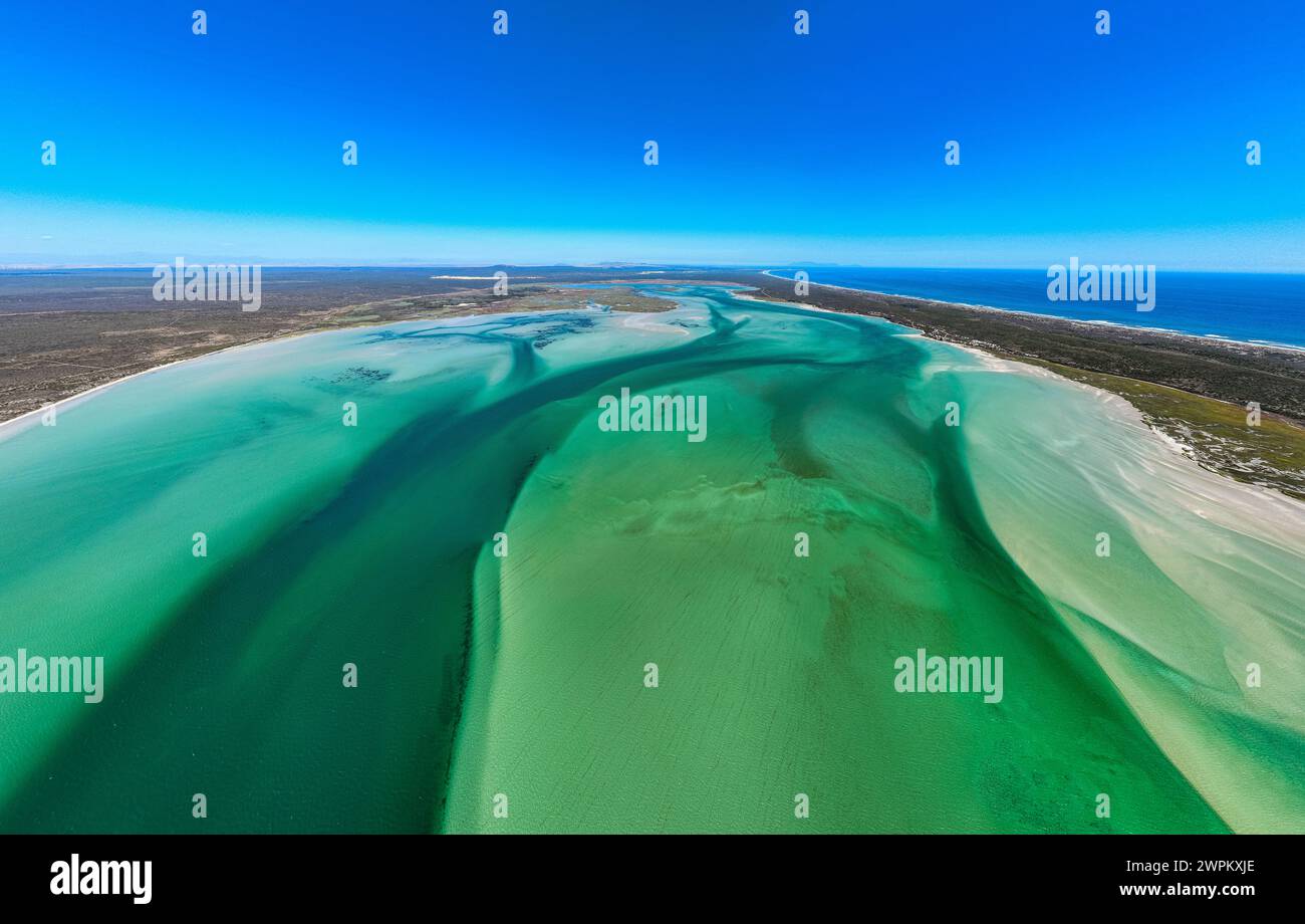 Panorama des Langebaan Lagoon Marine Protected Area, West Coast National Park, Western Cape Province, Südafrika, Afrika Stockfoto