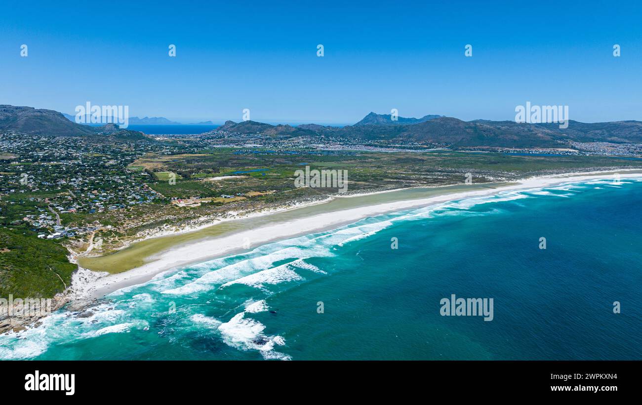 Aus der Vogelperspektive von Noordhoekstrand (Noordhoek Beach), Kapstadt, Kap-Halbinsel, Südafrika, Afrika Stockfoto