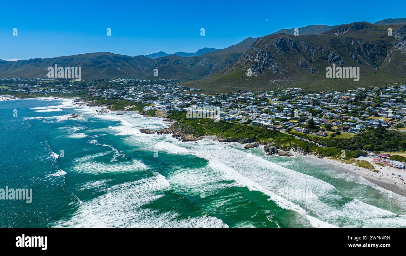 Luftlinie von Hermanus, Westkap Provinz, Südafrika, Afrika Stockfoto