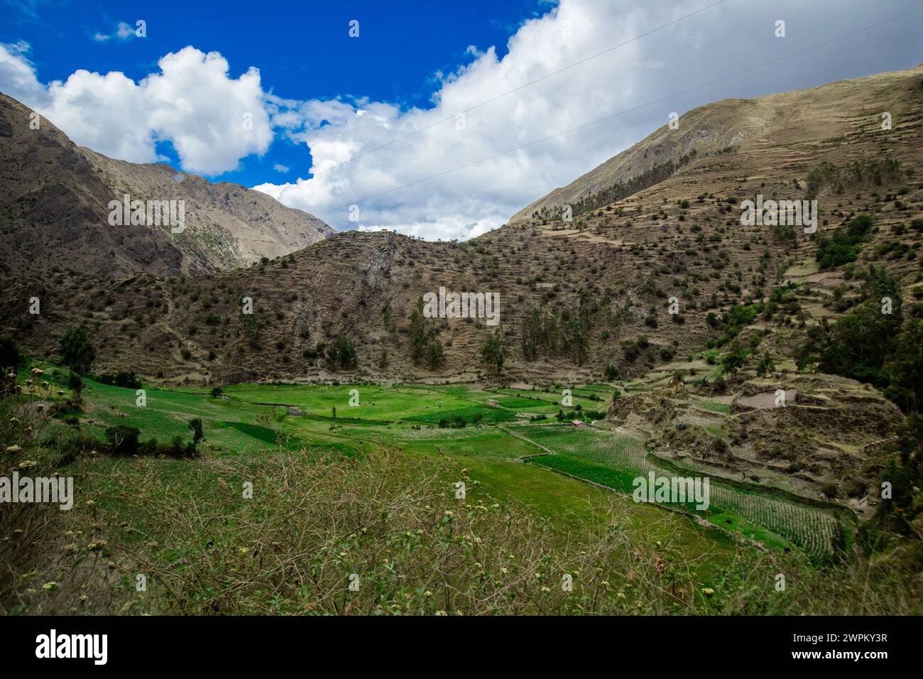 Blick auf Ollantaytambo, Peru, Südamerika Stockfoto