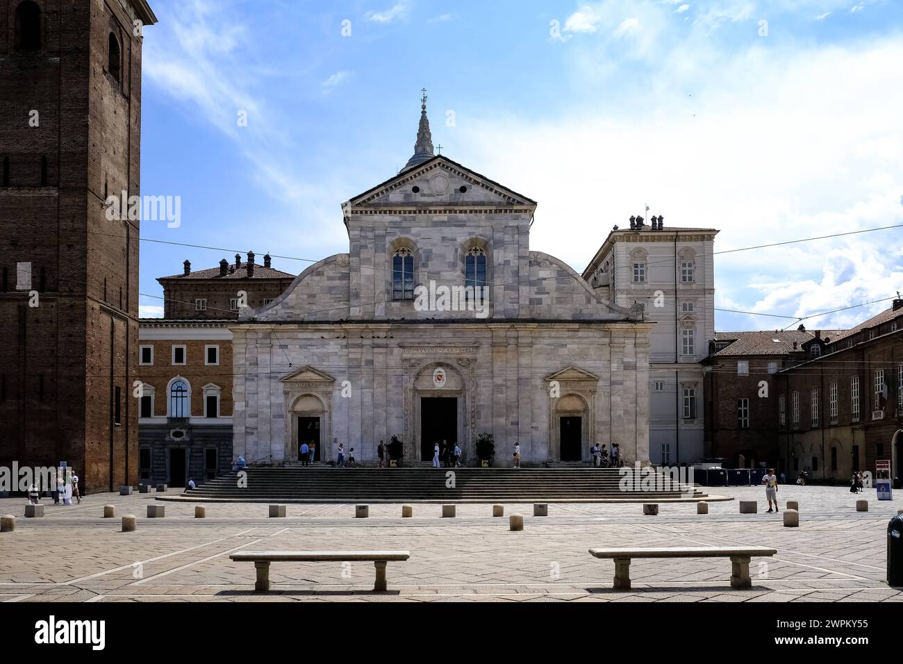 Kathedrale von Turin Duomo di Torino, katholische Kathedrale, die dem Heiligen Johannes dem Täufer gewidmet ist, im 15. Jahrhundert erbaut, mit der Kapelle des Heiligen Grabtuchs Stockfoto