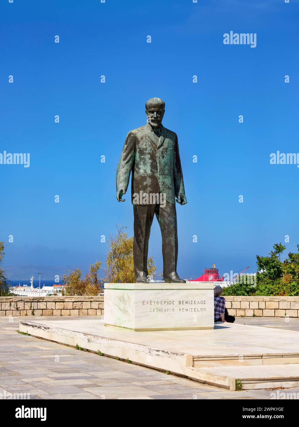 Statue von Eleftherios Venizelos, Stadt Heraklion, Kreta, griechische Inseln, Griechenland, Europa Stockfoto