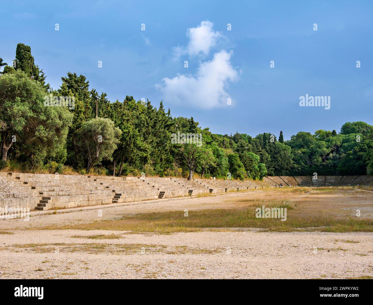 Altes Stadion an der Akropolis, Rhodos-Stadt, Rhodos-Insel, Dodekanese, griechische Inseln, Griechenland, Europa Stockfoto