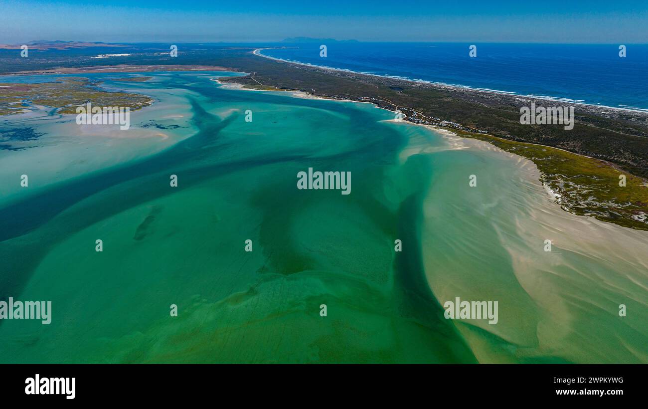 Luftaufnahme des Langebaan Lagoon Marine Protected Area, West Coast National Park, Western Cape Province, Südafrika, Afrika Copyright: MichaelxRunkel Stockfoto