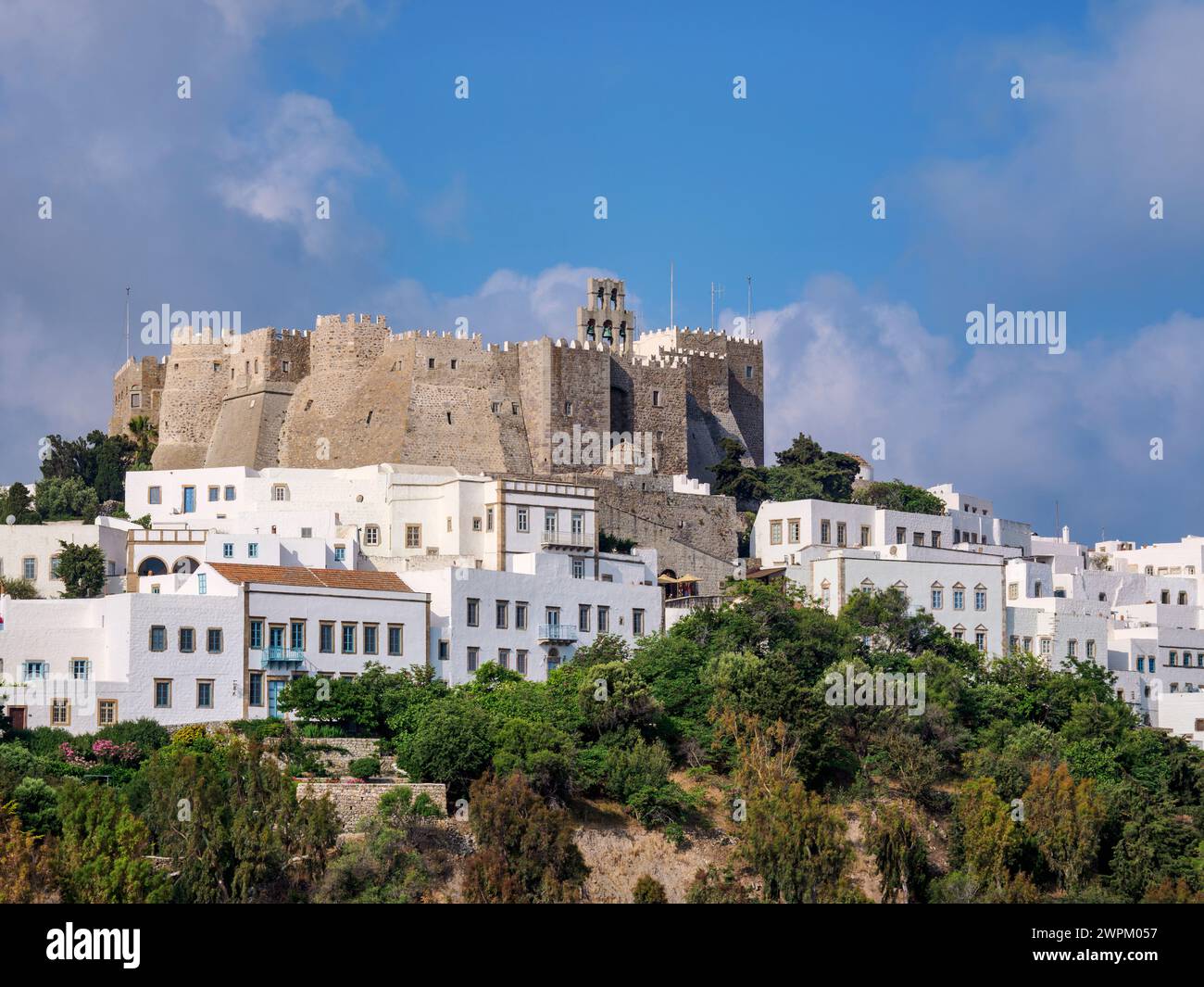 Kloster Saint-Johannes des Theologen, Patmos Chora, UNESCO-Weltkulturerbe, Patmos Insel, Dodekanese, griechische Inseln, Griechenland, Europa Stockfoto