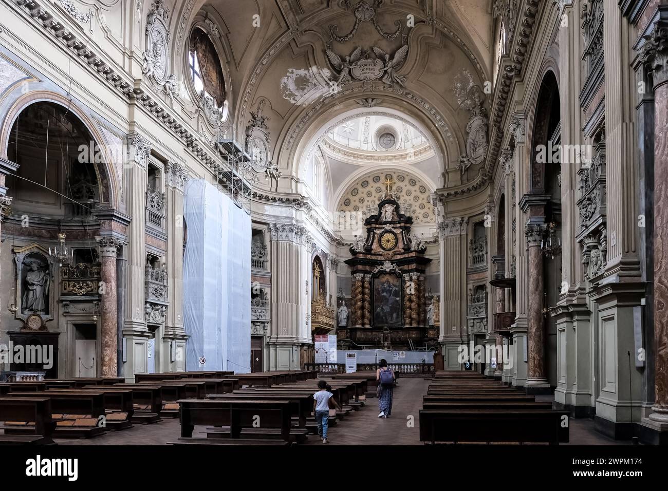 Architektonische Details von San Filippo Neri, einer römisch-katholischen Kirche im spätbarocken Stil, der größten Kirche der Stadt, Turin, Piemont, Italien, Eruope Stockfoto