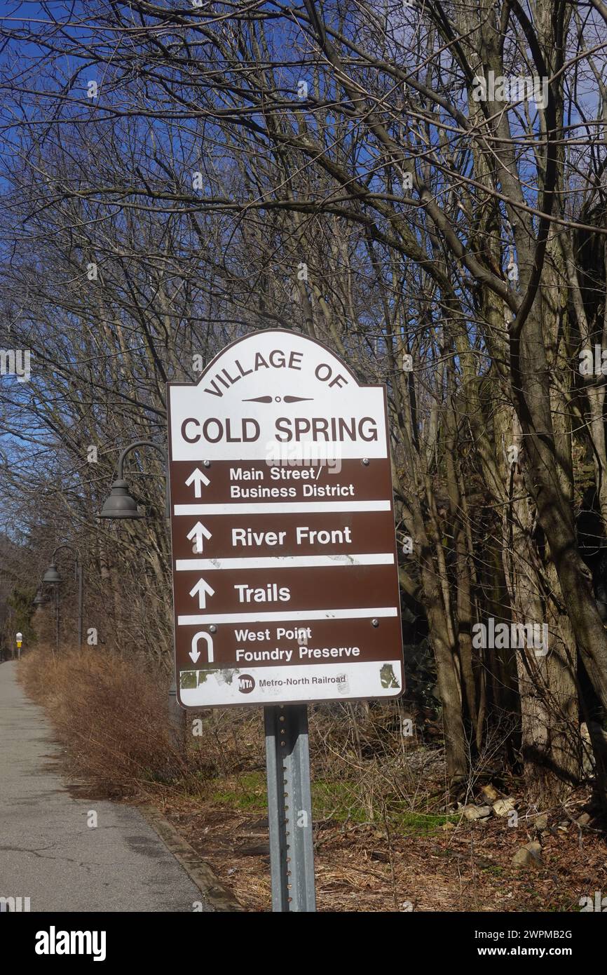 Schild für den Cold Spring Trail New York, USA Stockfoto