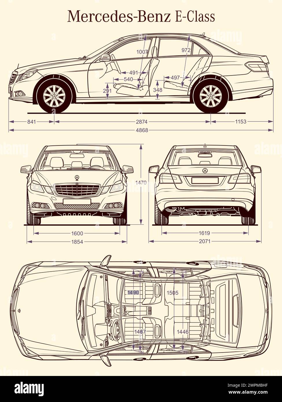 Mercedes Benz E-Klasse Limousine 2010 Stock Vektor