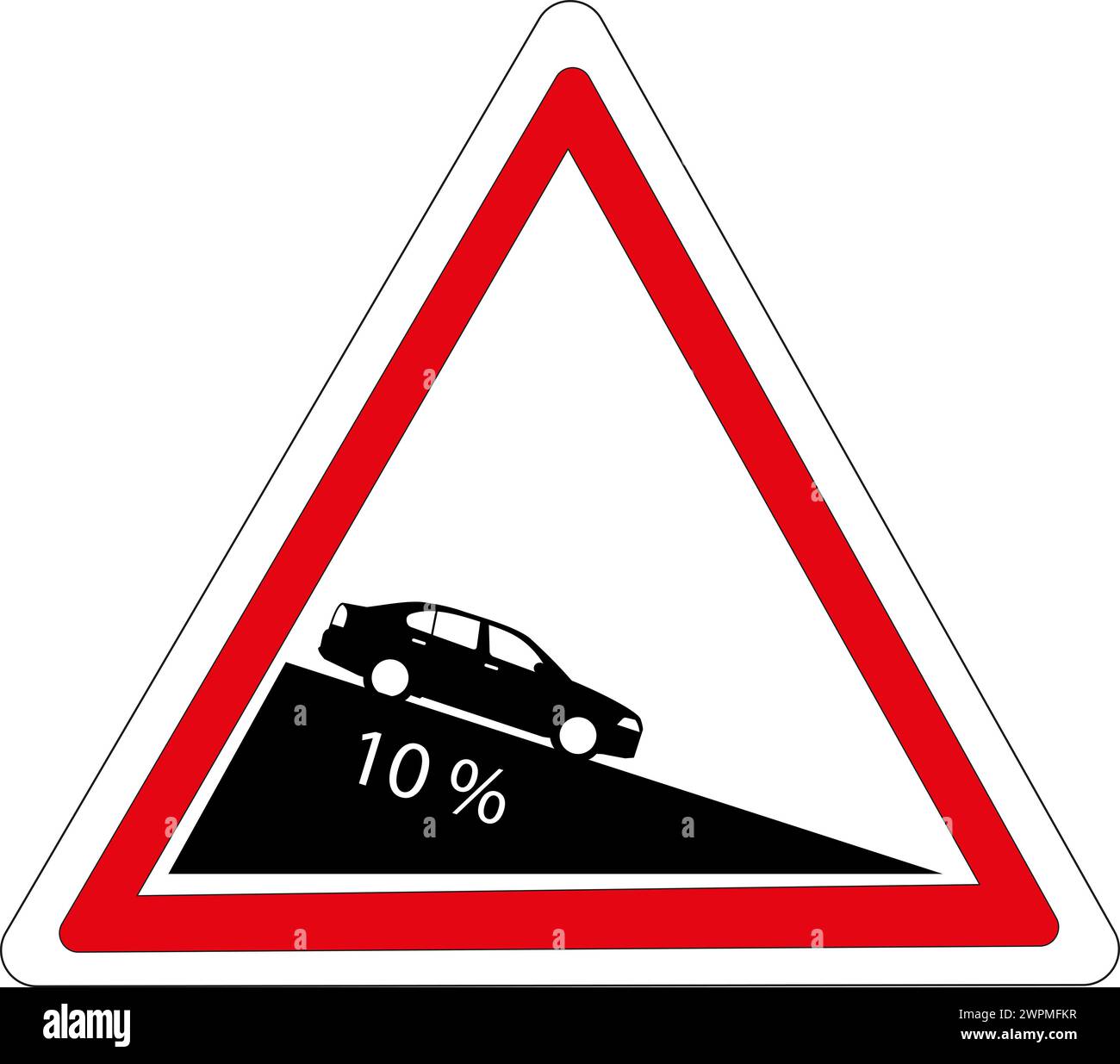 Französisches Straßenschild: descente dangereuse Stockfoto