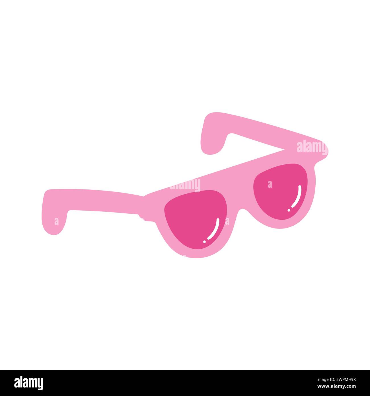 Einfache handgezeichnete rosa Sonnenbrille. Doodle-Sonnenbrille. Rosafarbene Linsen. Vektorabbildung Stock Vektor