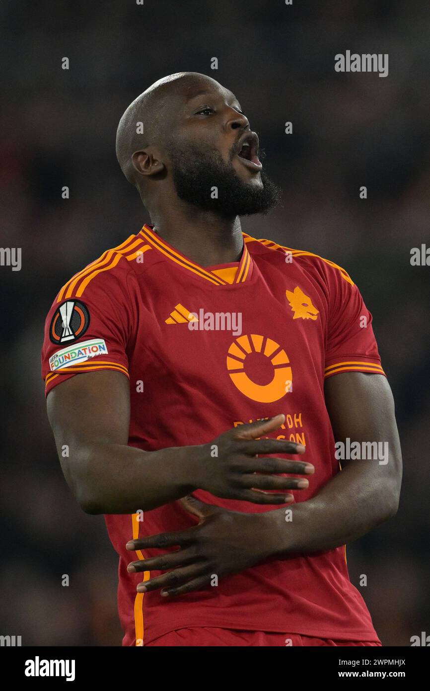 Roma, Italien. März 2024. Romelu Lukaku (AS Roma) während des Fußballspiels der UEFA Europe League zwischen Roma und Brighton FC im Olympiastadion in Rom, Italien - Donnerstag, 7. März 2024 - Sport Soccer ( Foto: Alfredo Falcone/LaPresse ) Credit: LaPresse/Alamy Live News Stockfoto