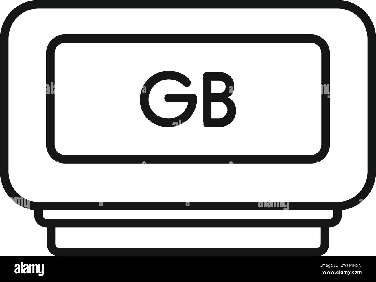 Gigabyte Datenspeicher Symbol Gliederung Vektor. Maschinengerät. Datenbankprodukt Stock Vektor