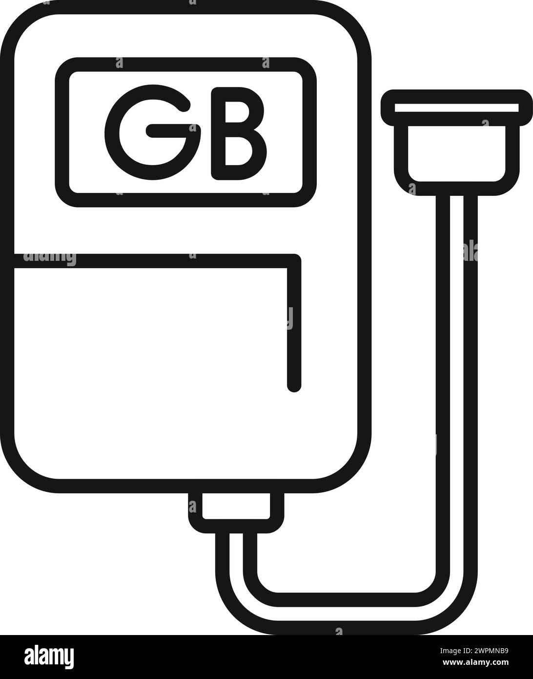 Massenspeicher tb-Symbol Gliederungsvektor. Fokussierter Zustand Kunststoff. SSD-Flash-sd-Gerät Stock Vektor