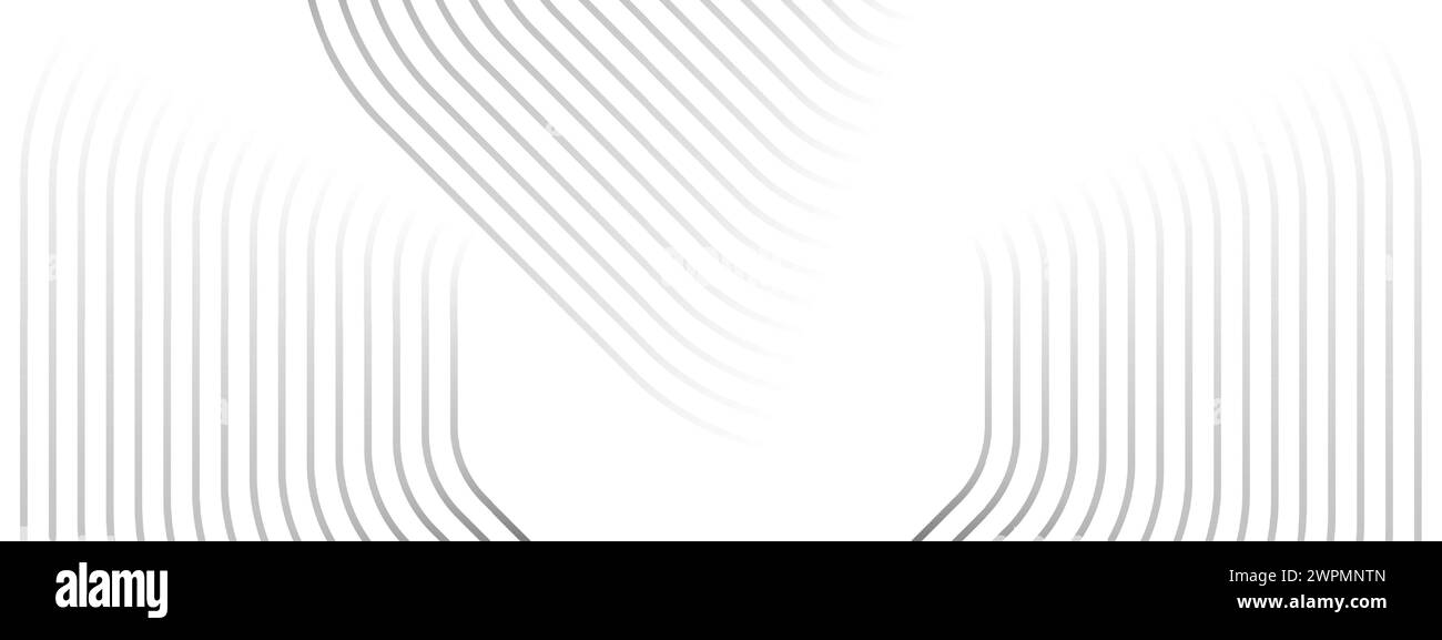 Abstrakte wellenende schwarze Kreise, fließende Linien Technologie Hintergrund. Leuchtende Linien glänzende geometrische Form Technologie Konzept für Banner, Website, Header Stock Vektor