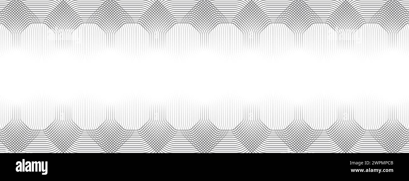 Abstrakte wellenende schwarze Kreise, fließende Linien Technologie Hintergrund. Leuchtende Linien glänzende geometrische Form Technologie Konzept für Banner, Website, Header Stock Vektor