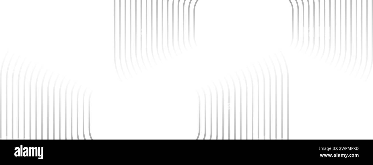 Abstrakte wellenende schwarze Kreise, fließende Linien Technologie Hintergrund. Leuchtende Linien glänzende geometrische Form Technologie Konzept für Banner, Website, Header Stock Vektor