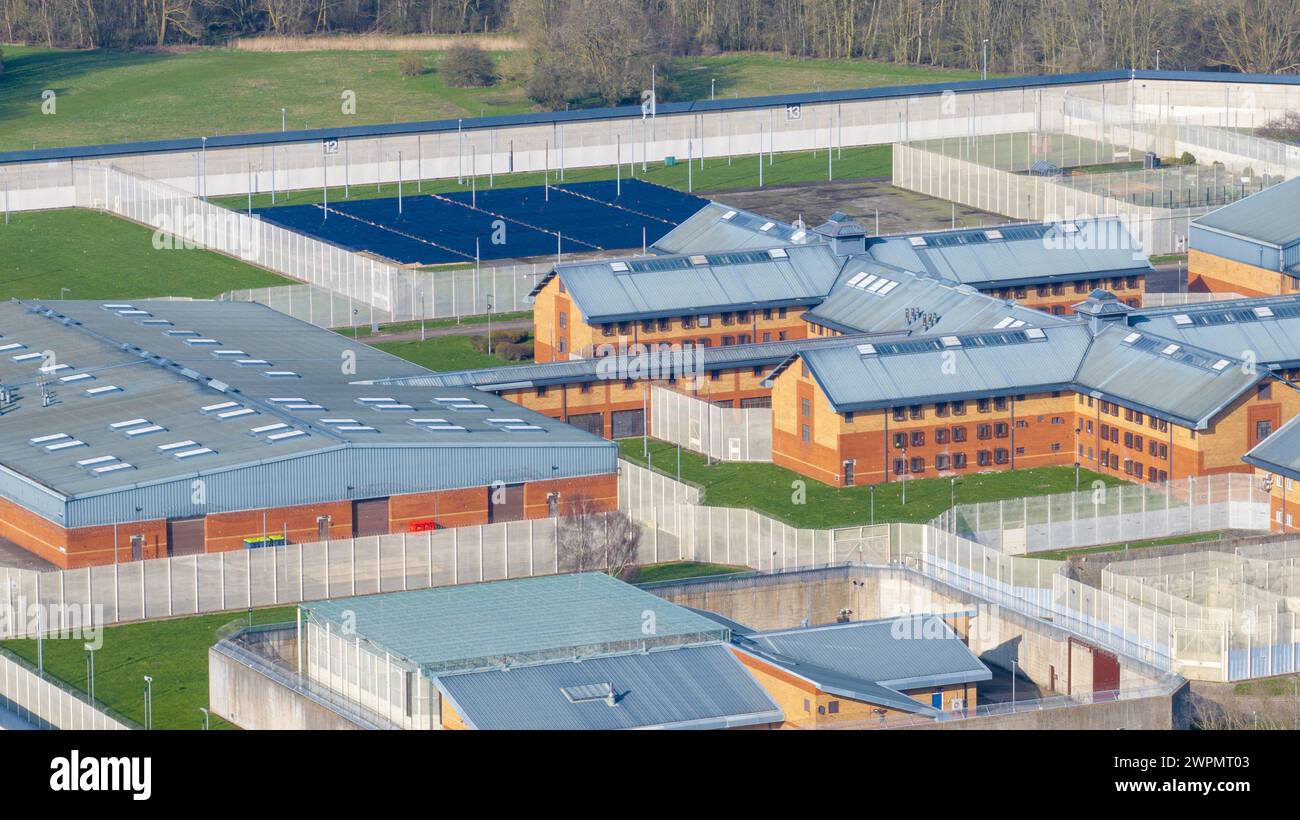 Bild von BAV Media 07976 880732. Das Bild vom 8. März zeigt das HM Prison Whitemoor ist ein Männergefängnis der Kategorie A in der Nähe von March, Cambridgesh Stockfoto