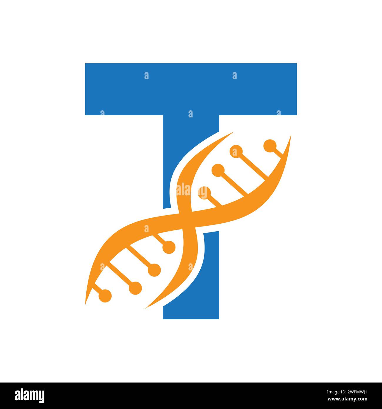 DNA-Logo auf Buchstabe T-Vektor-Vorlage für Gesundheitssymbol Stock Vektor