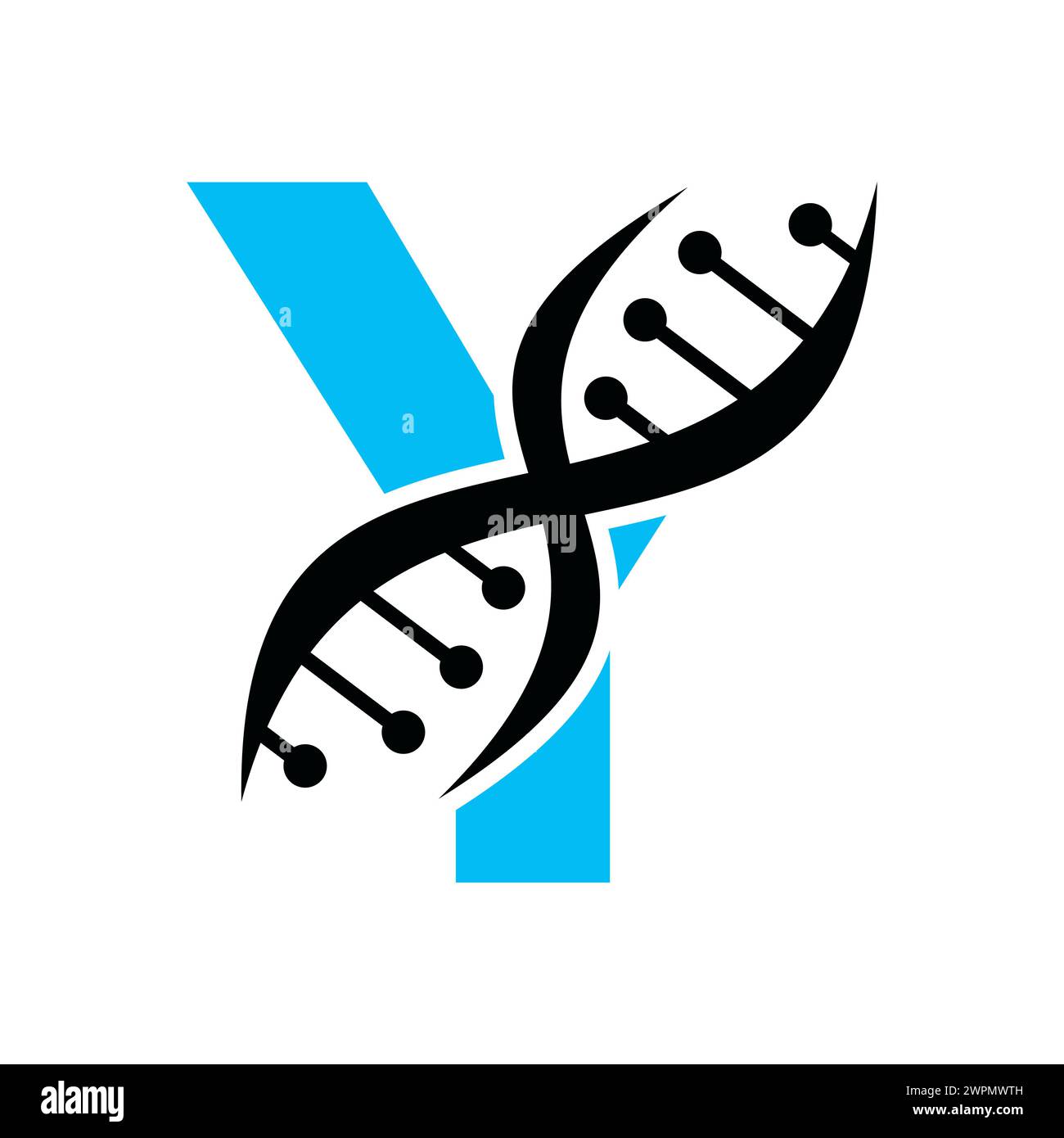DNA-Logo auf Buchstabe Y-Vektor-Vorlage für Gesundheitssymbol Stock Vektor