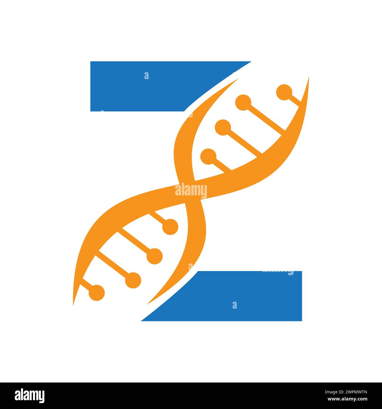 DNA-Logo auf Buchstabe Z-Vektor-Vorlage für Gesundheitssymbol Stock Vektor