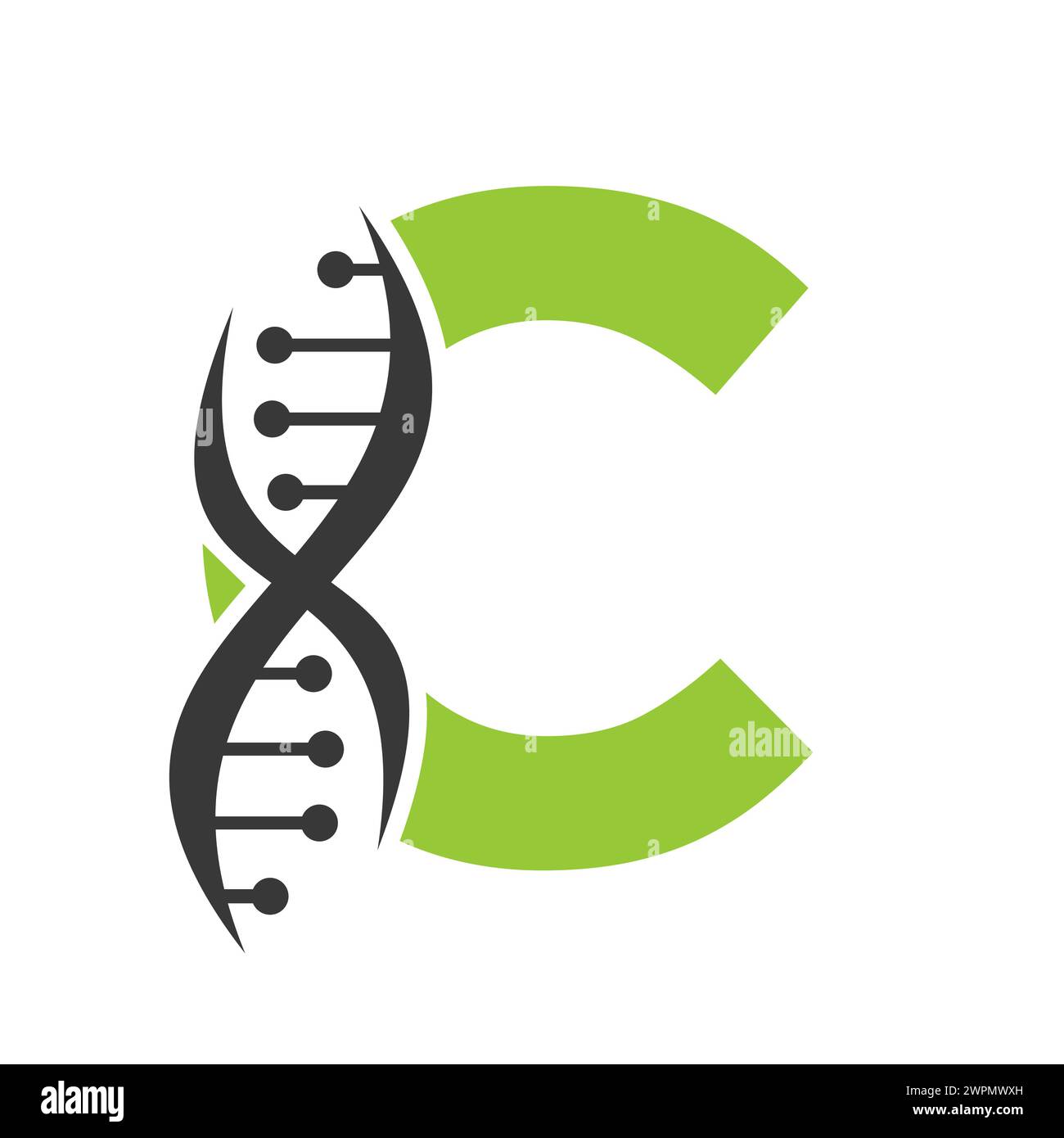 DNA-Logo auf Buchstabe C Vektorvorlage für Gesundheitssymbol Stock Vektor
