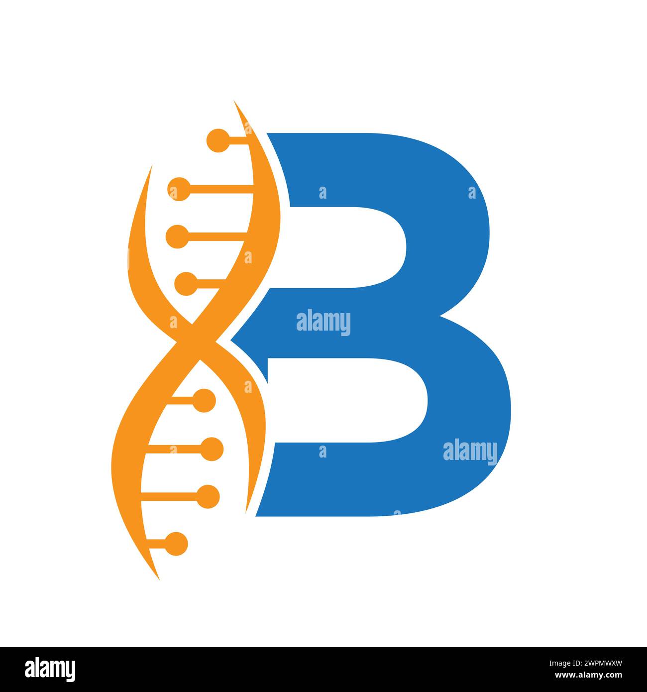 DNA-Logo auf Buchstabe B Vektorvorlage für Gesundheitssymbol Stock Vektor